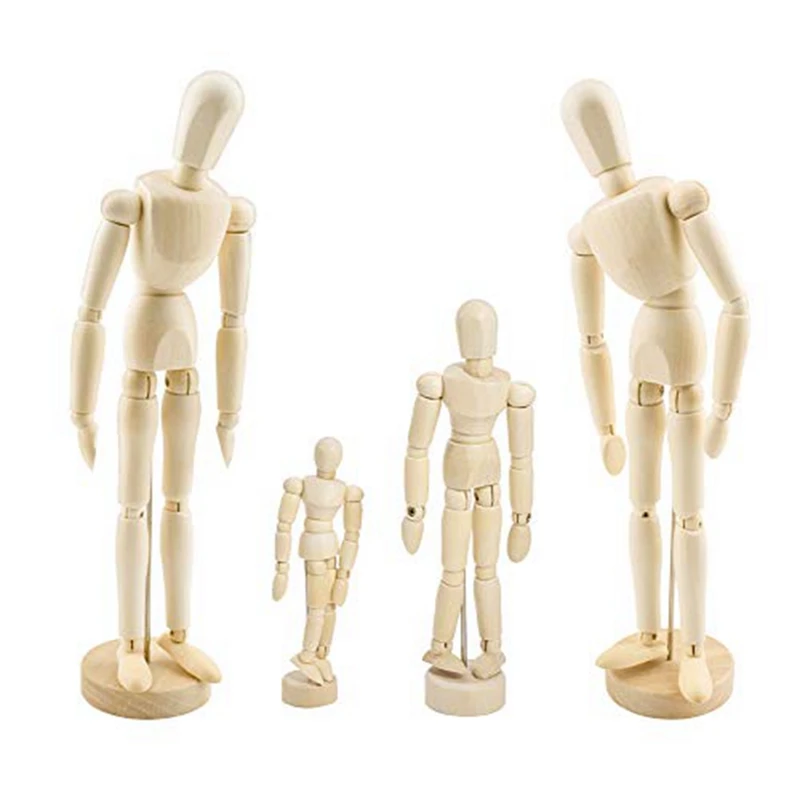 Maniquí de madera Blockhead, figura de artista de madera, modelo de muñeca para boceto de carbón, decoración de escritorio para el hogar y la Oficina, regalo
