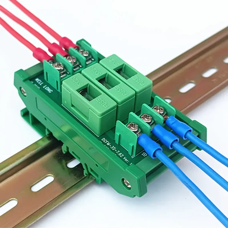 DIN Rail Mount 3 Channel Fuse Interface Module Fuse holder For 5x20mm Tube Fuse.
