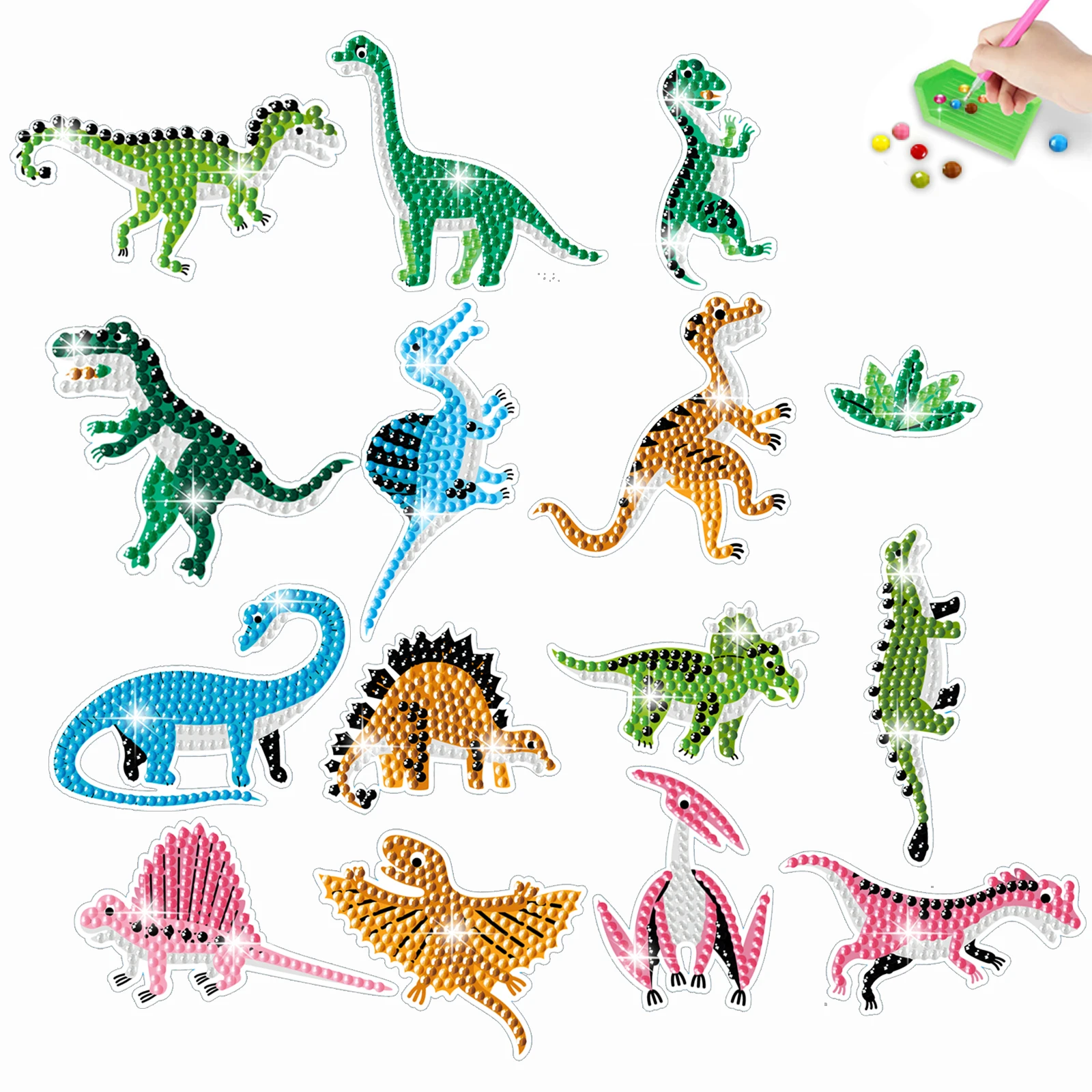 Cute Cartoon Dinosaurs Theme 5D Diamond Painting Stickers for Kids Arts and Crafts Handmade DIY Ages 6-12 Kid\'s Gifts