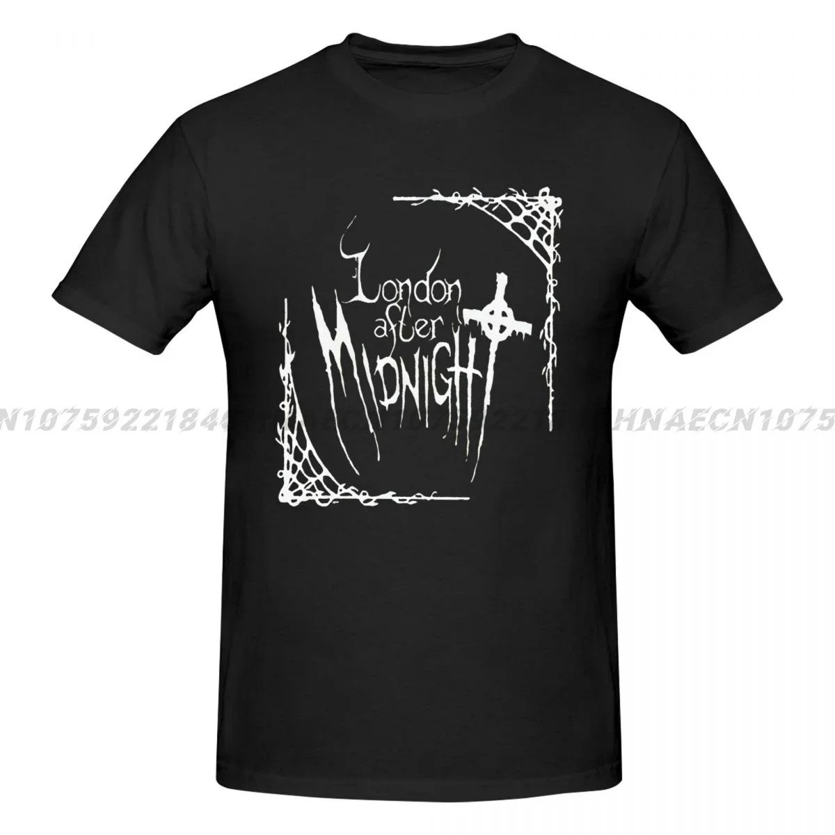 Camiseta informal de algodón para hombre, camisa de gran tamaño, ropa de calle, Tops cortos, Londres, después de medianoche, verano, 2024