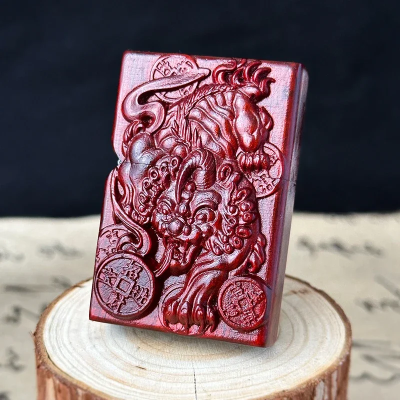 Rosewood Hand-carved Kerosene Windproof Grinding Wheel Lighter Mahogany Lighter  Retro Personality Creative Collection Gift