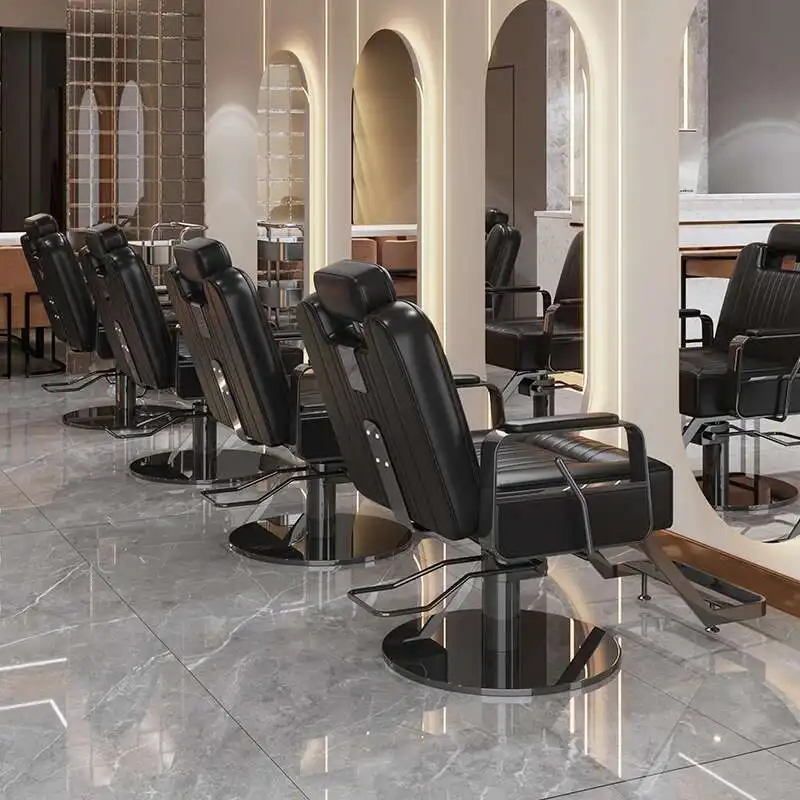 كرسي دوار صالون تصفيف الشعر معدات الأثاث تصفيف الشعر الحلاق منضدة الزينة كراسي غرفة المعيشة أداة الملحقات السوداء #4