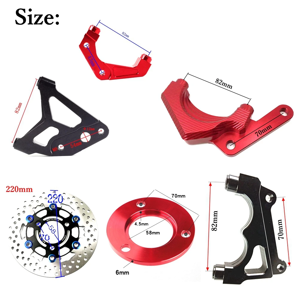 RPM CNC Motorcycle 82mm Brake Caliper With Adapter/Bracket 220 Brake Disc Set For Yamaha Scooter Aerox BWS RSZ JOG ZY125T-5 Niu