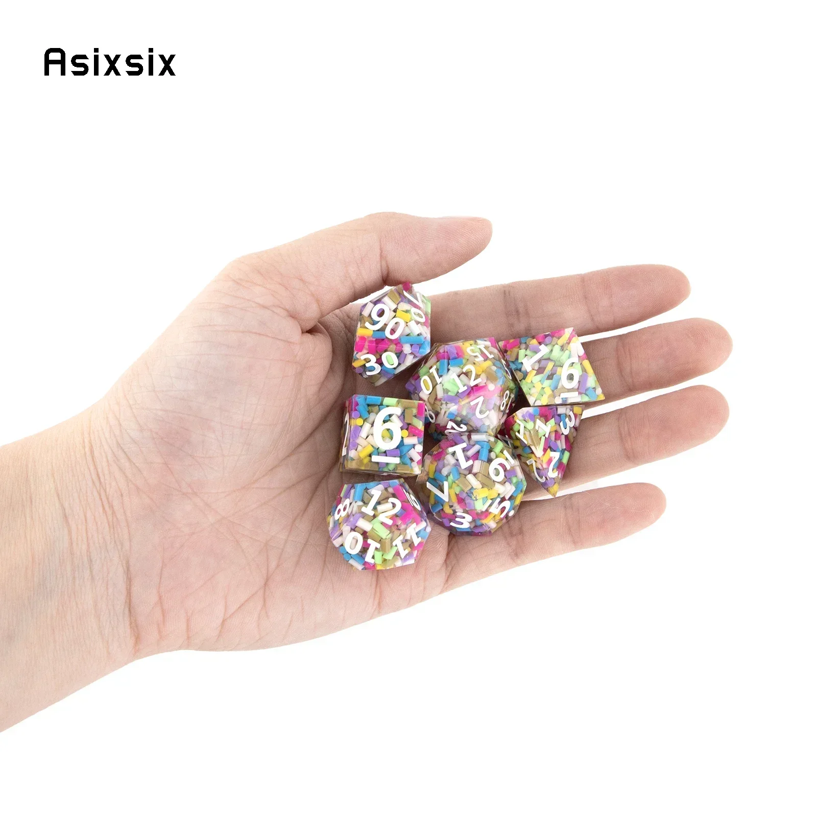 RESIN Dice, Perfect For Tabletop Rpgs And Card Games 7 Pcs Colorful Resin White Number Sharp Edge Dice Polyhedral Dice Suitable