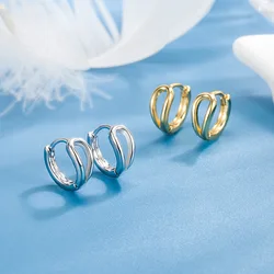 Girls' Tiny Glossy Hoop Earrings Smooth Copper Geometric Hollow Huggies Female Trendy Earring Piercing Accessories Jewelry Gifts