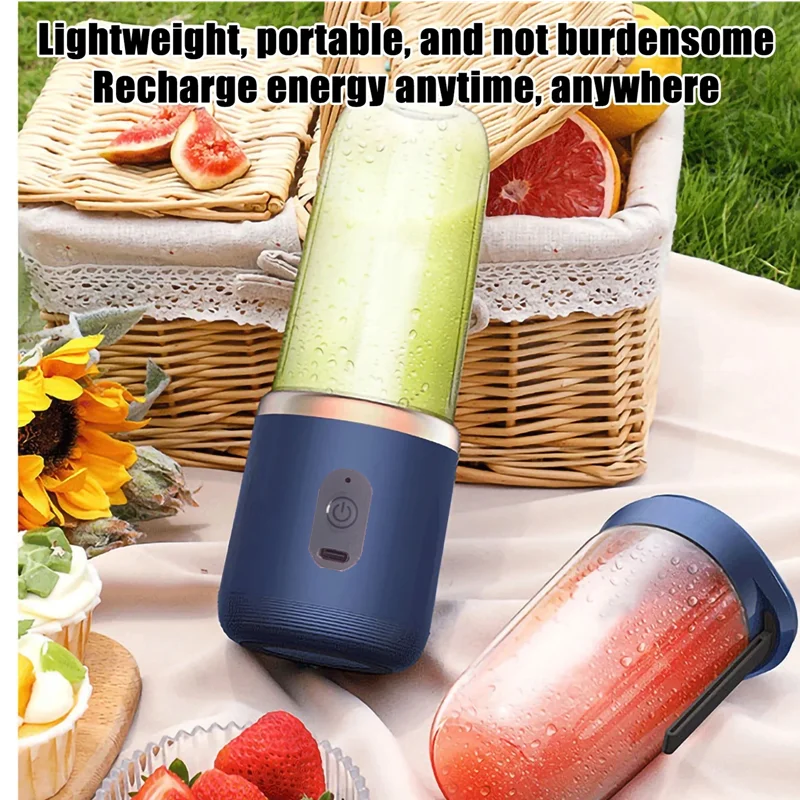 Blue/Pink Portable Small Electric Juicer Stainless Steel Blade Cup Juicer Fruit Automatic Smoothie Blender Kitchen Tool