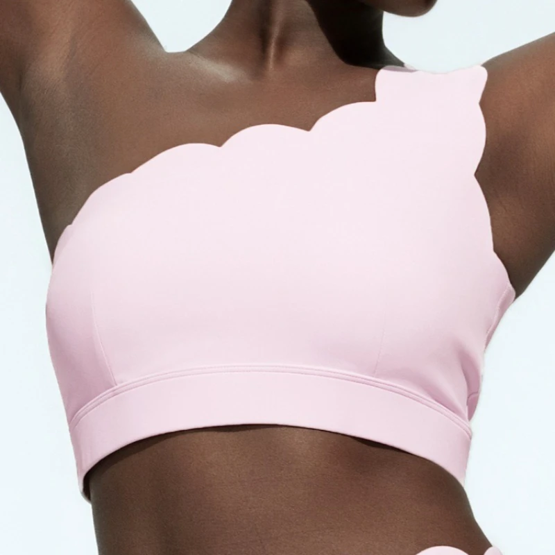 Diagonal Shoulder Petal Silhouette Pilates Training Sports Top Tight and Breathable Sports Back Fitness Bra Tight PantsYogabra