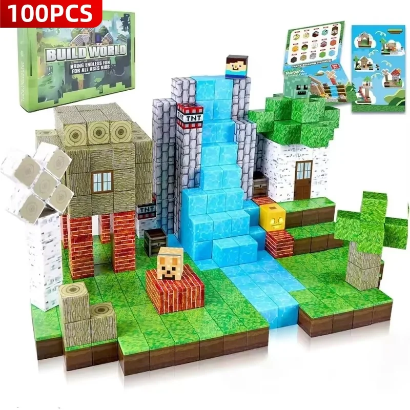 New 192PCS Magnetic Building Blocks Mine Magnet World Set Toys STEM Montessori Stacking Cubes Construction Set Christmas Gift