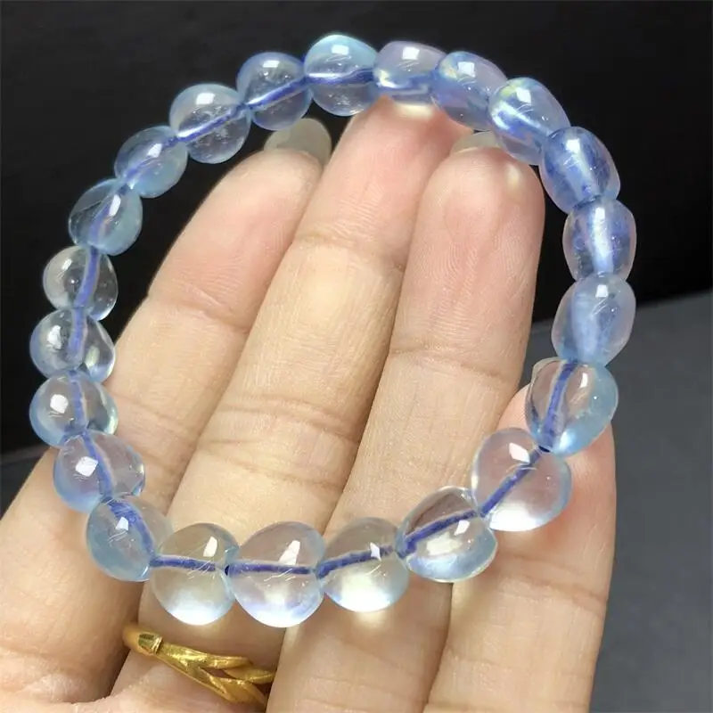 

9 мм натуральный аквамарин сердце браслет из бисера женский Рейки Исцеление фэншуй ювелирные изделия для женщин подарок 1 шт.