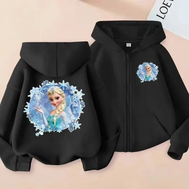 

2025 Elsa Zip Hoodie, Fleece-Lined Winter Pullover for Kids Princess Collection