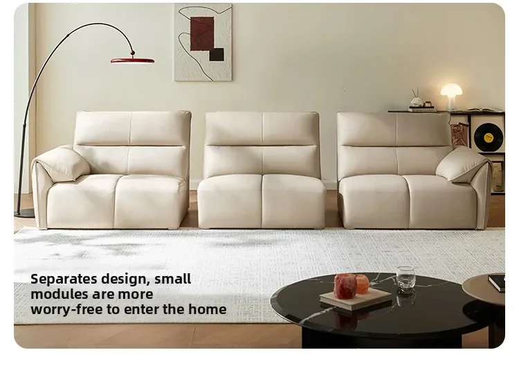 Modern simple leather sofa solid wood frame piano keys first layer cowhide Italian factory direct sales