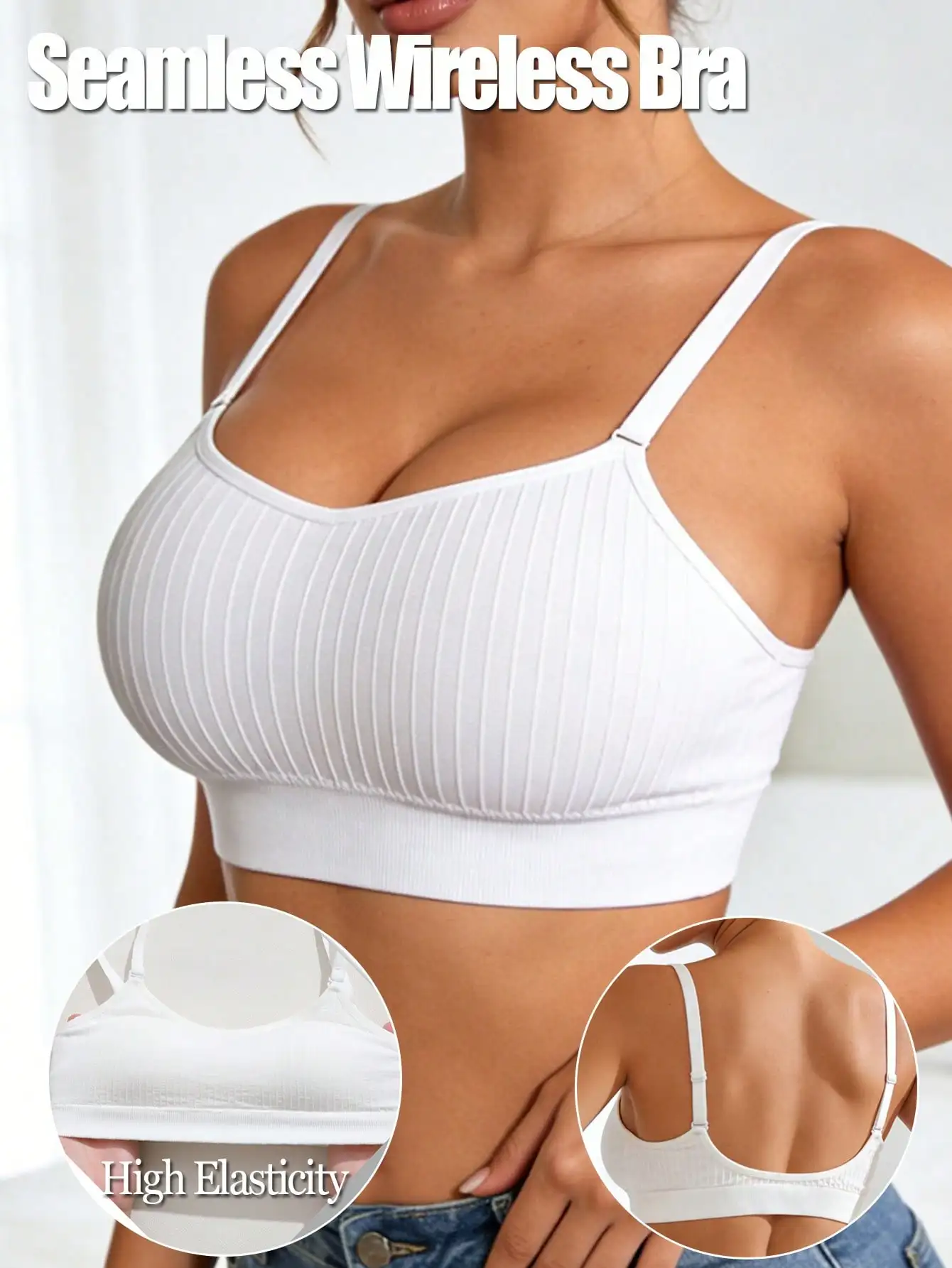 1pcs Woman Backless Bras Casual Comfortable Wireless Brassiere Wavy Trim Ruffle Bralette Removable Pad Intimates Underwear