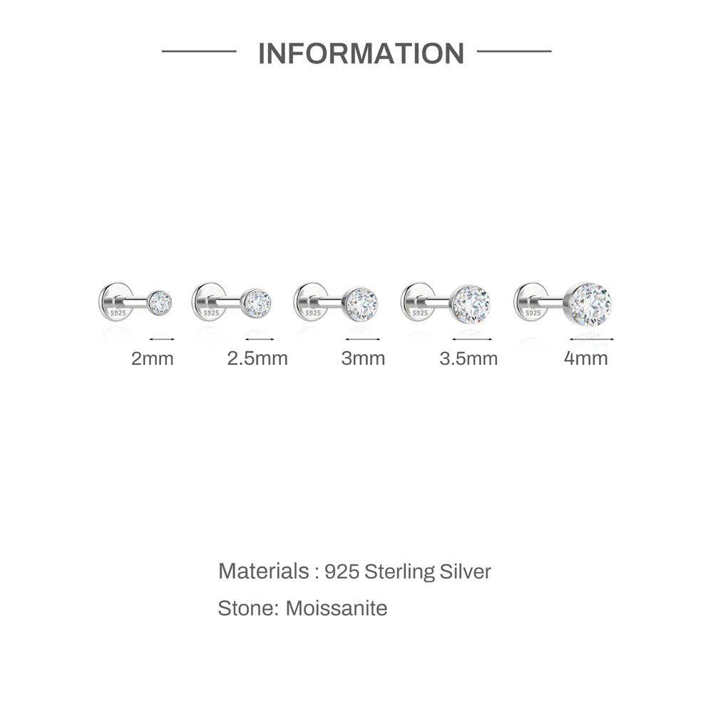 CANNER 1 Stück D-farbener birnenförmiger Moissanit-Ohrstecker mit flacher Rückseite für Damen, 925er Sterlingsilber, funkelnder Ohrschmuck – Detail 11