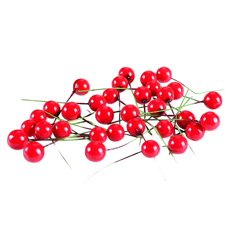 

100Pcs Red Fake Berry Christmas Art Picks Realistic 12mm for DIY Home Decor Holiday Event Wedding Accessories Artificial Berries