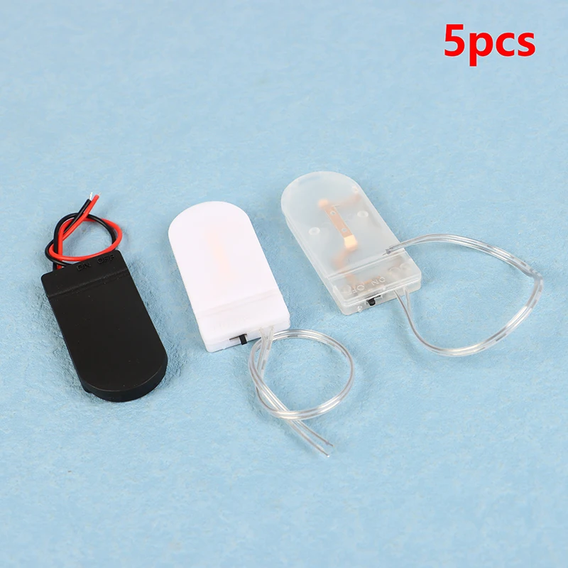 5Pcs Button Coin Cell Battery Holder Case Cover With ON-OFF Switch Leads Wire Battery Box Single Dual Slots