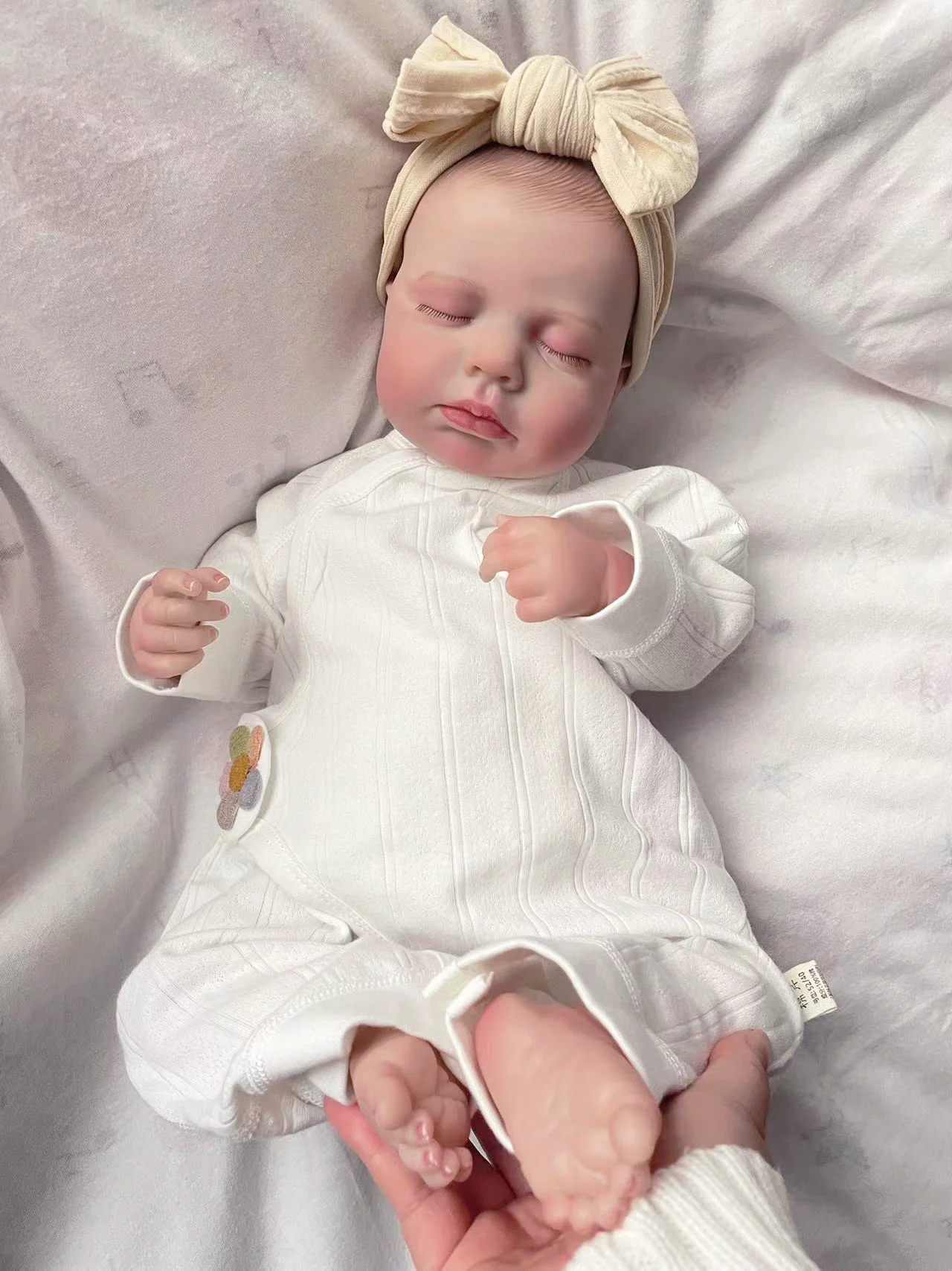 

48CM Loulou Newborn Sleeping Baby Dolls Soft Cuddly Body Lifelike 3D Skin with Visible Veins High Quality Handmade Doll