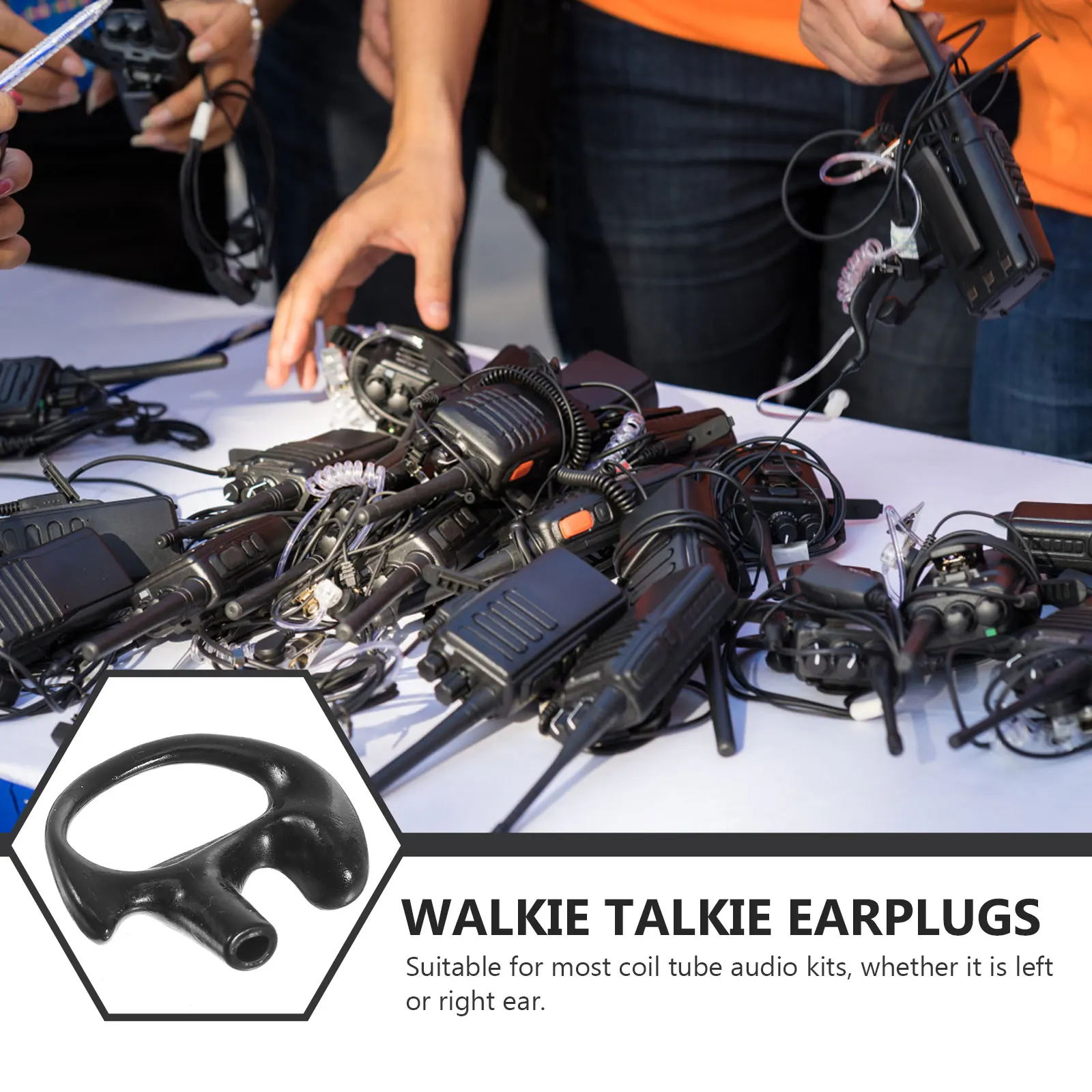 

Sleep Walkie Earbuds Replacement Acoustic Tube Earpiece Black Silicone Ear Insert for Radio Ear Mold Durable