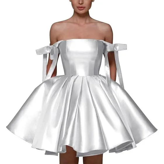 

Белое свадебное платье Ele с одним открытым плечом, короткое, А-силуэт, миди, летнее, новинка для невест