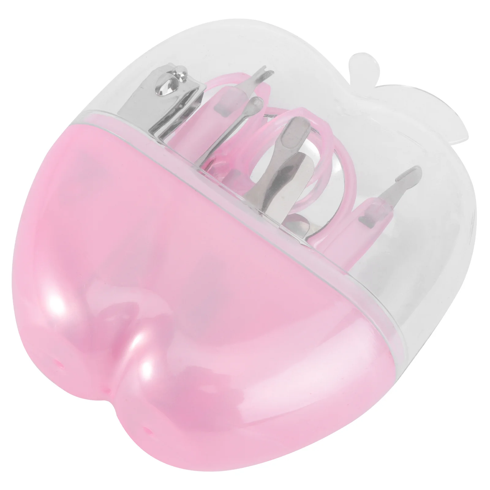 Kit tagliaunghie 8 in 1 Set rosa Forbici per sopracciglia in acciaio inossidabile Specchio Strumenti per manicure Unghia da viaggio all'aperto