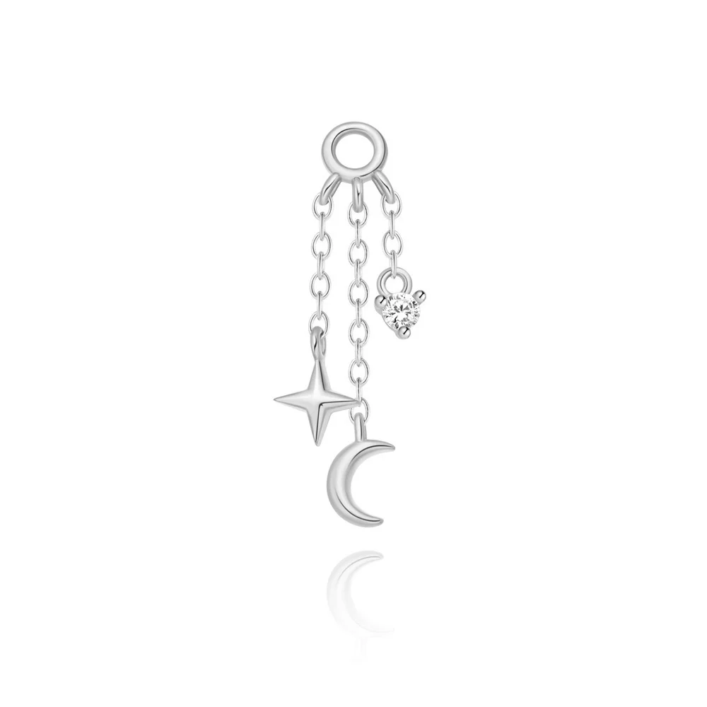 CANNER 1 ST 925 Sterling Zilver Achtpuntige Ster CZ Piercing Oorbel Voor Vrouwen Ins Kwastje Ketting Stud oorbel Party Fijne Sieraden