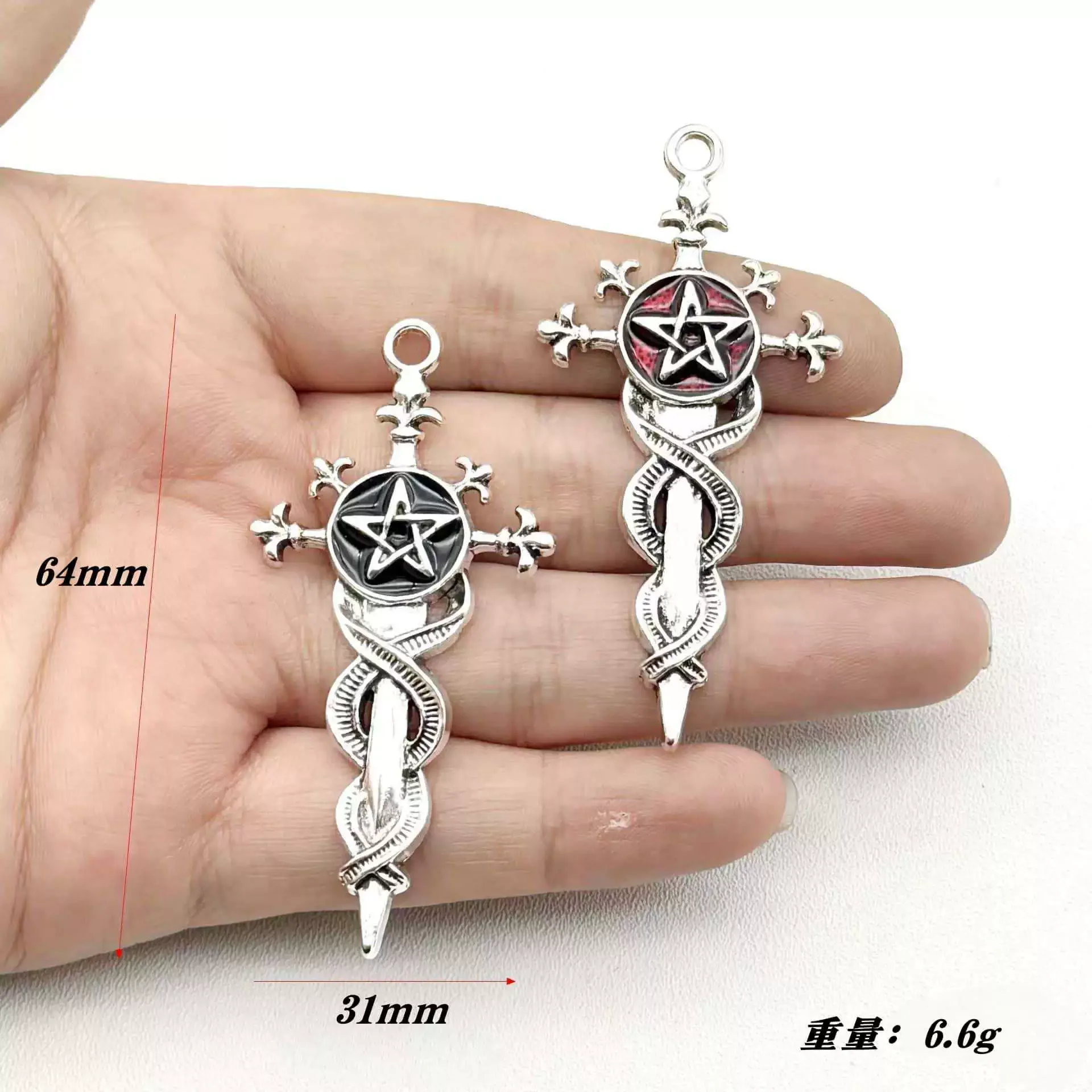 3PC Hot Selling Retro Dark Gothic Pentagram Sword Pendant DIY Handmade Drip Oil Alloy Jewelry Accessories