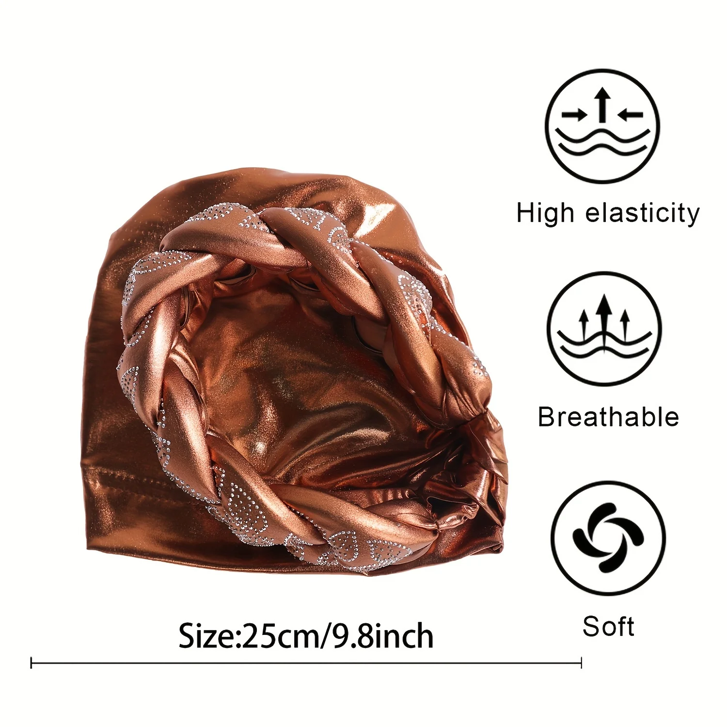 Women\'s Turbans African Style Exaggerated Style Laser Hot Gold Scarf Hat Big Braid Fried Dough Twists Fashion High-end Daily Hat