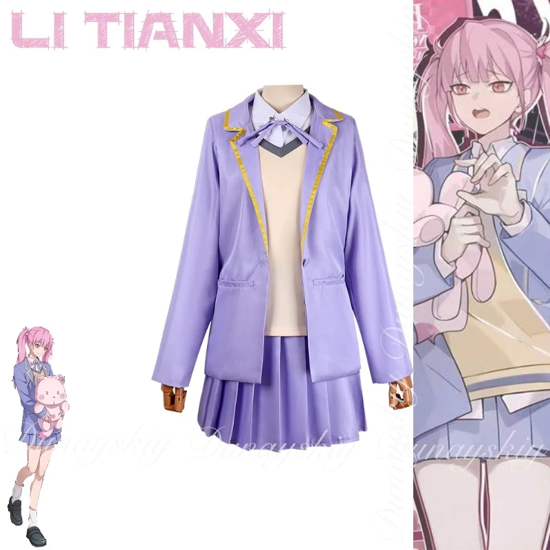 رابط انقر على شخصية Li Tianxi One شخصية كتم الصوت بعد اللغة مع شعر وردي طويل وعيون حمراء أزياء تنكرية أنيمي جميع المجموعة