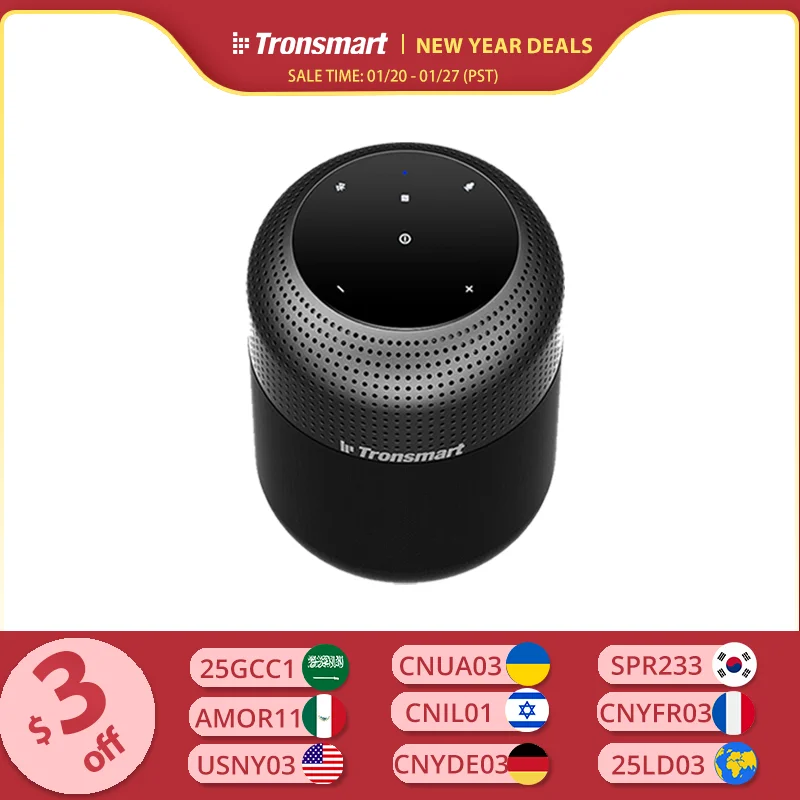 Tronsmart T6 Max Bluetooth Speaker 60W Home Loud Speaker with Deep Bass, 20H Playtime, IPX5, NFC,True Wireless Stereo