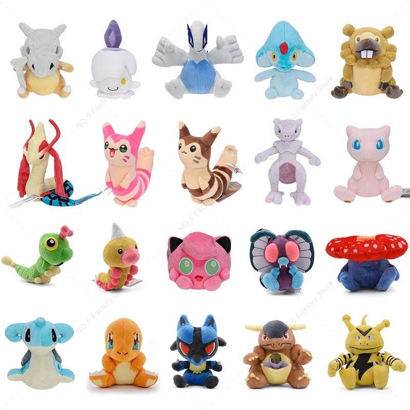 Pokemon Plush Toy Fit Mewtwo Litwick Cubone Bidoof Furret Lugia Mew Caterpie Gyarados Soft Stuffed Doll Room Decoration Gifts