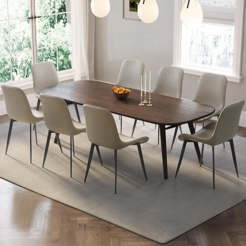 

8-Piece Dining Chair Set, Modern Kitchen Dining Chairs Set of 8, PU Upholstered and Metel Legs, Ergonomic Design, Indoor Kitchen