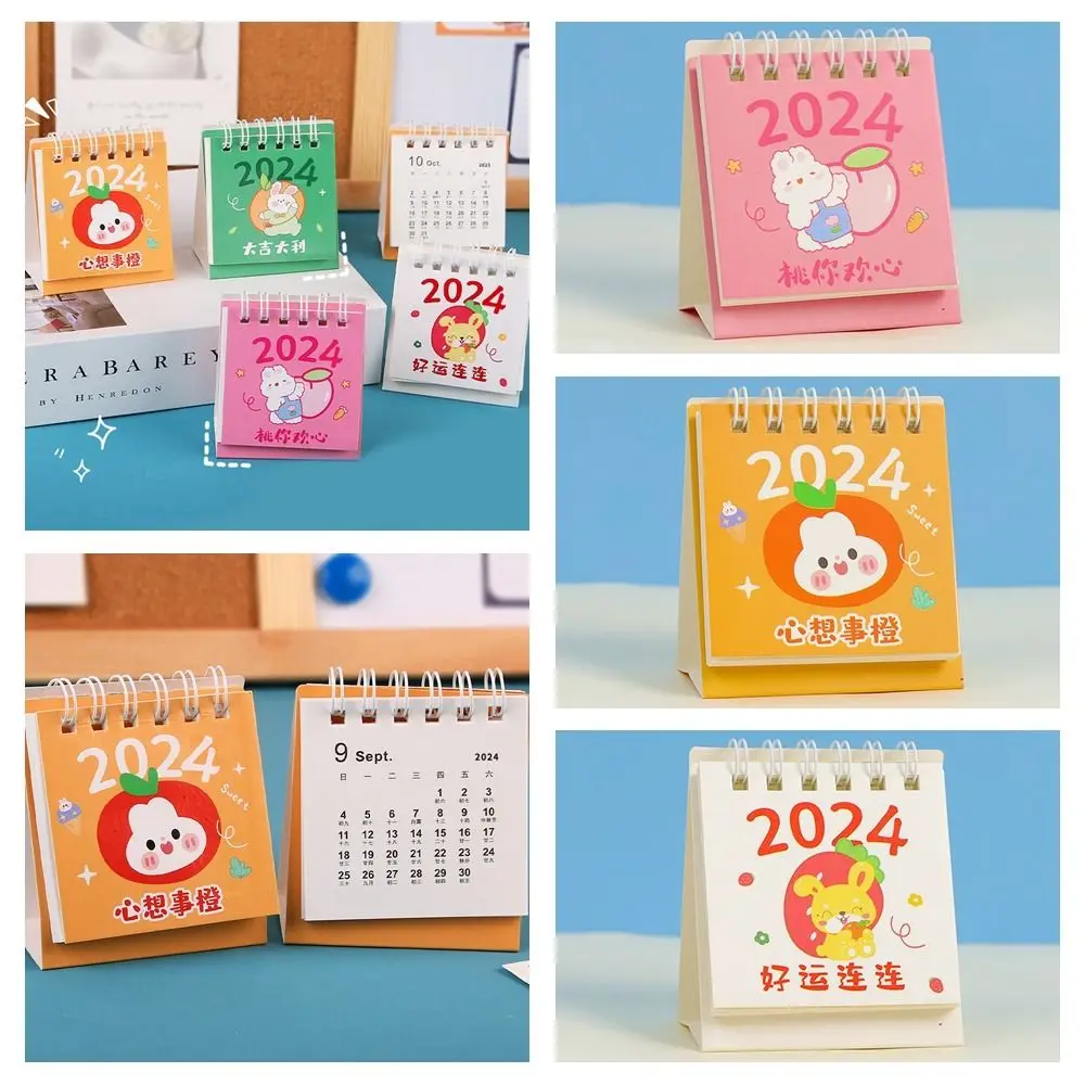 Standing Flip Calendar Mini Desk Calendar Agenda Organizer Daily Schedule 2024 Calendar Yearly Agenda Schedule Planner