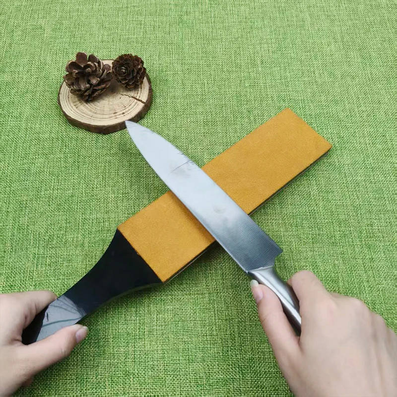 Double Side Leather Strop for Knife Sharpening Stropping Block Kit with Polishing Compound Knife Sharpening Double Side
