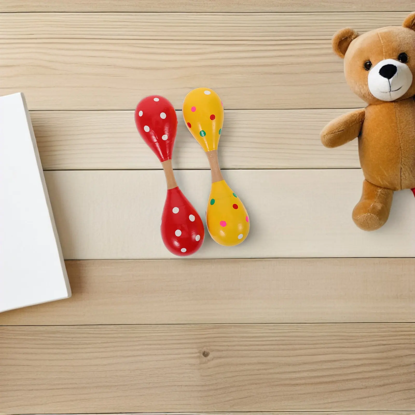 

Деревянные двусторонние маракасы (2 шт.) для раннего развития: музыкальный инструмент для малышей, тренировка ритма, развитие слуха, игрушка для рук