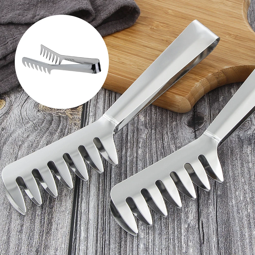 

2Pcs Stainless Steel Pasta Tong Spaghetti Food Clip Heat Resistant Rust Proof Kitchen Cooking Utensils Long Handle Comfortable