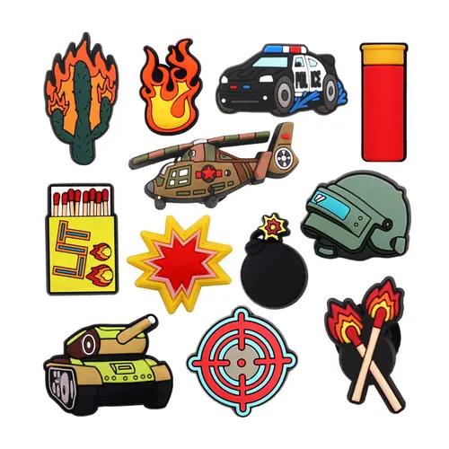 1 Uds. Original tanque de helicóptero PVC adornos para zapatos decoraciones diseñador accesorios superiores bomba llama cartucho caja formas obstrucción Pin