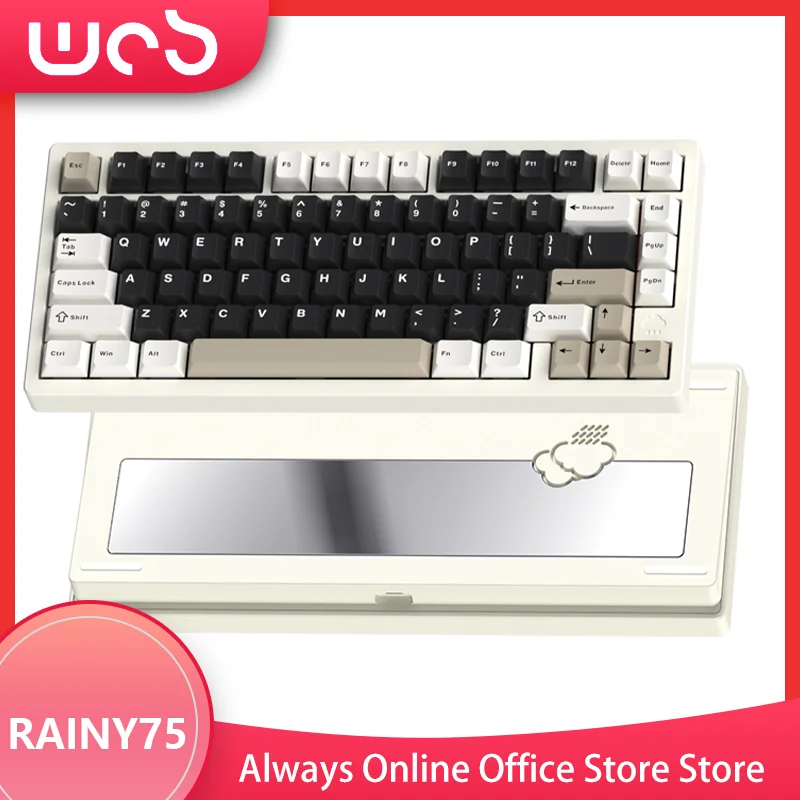 

НОВАЯ беспроводная механическая клавиатура Rainy 75 Bluetooth, 81, клавиши, RGB-клавиатура, алюминиевая прокладка с ЧПУ, горячая замена, подсветка, геймерские клавиатуры