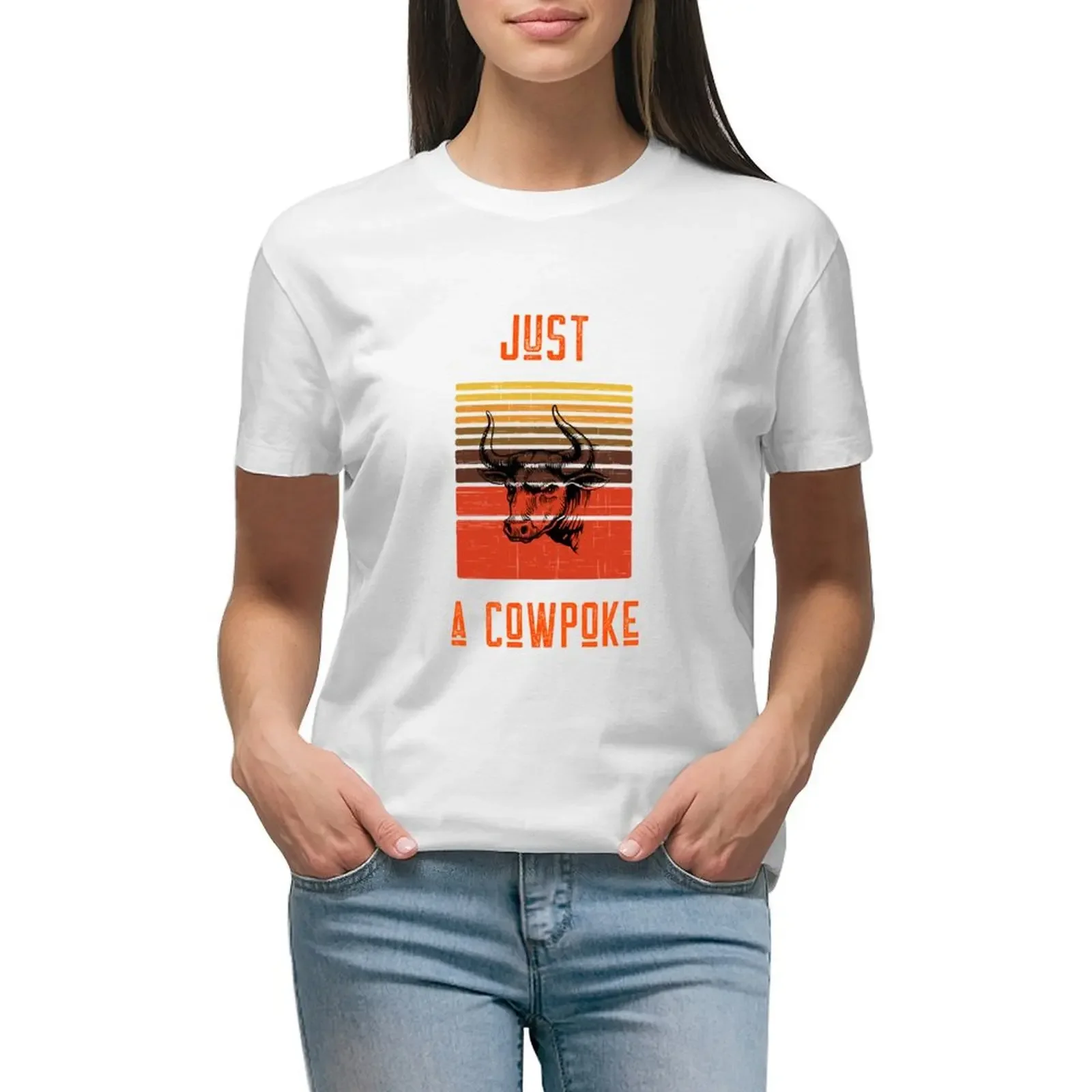 

Just a cowpoke T-shirt female summer top t shirts for Women loose fit