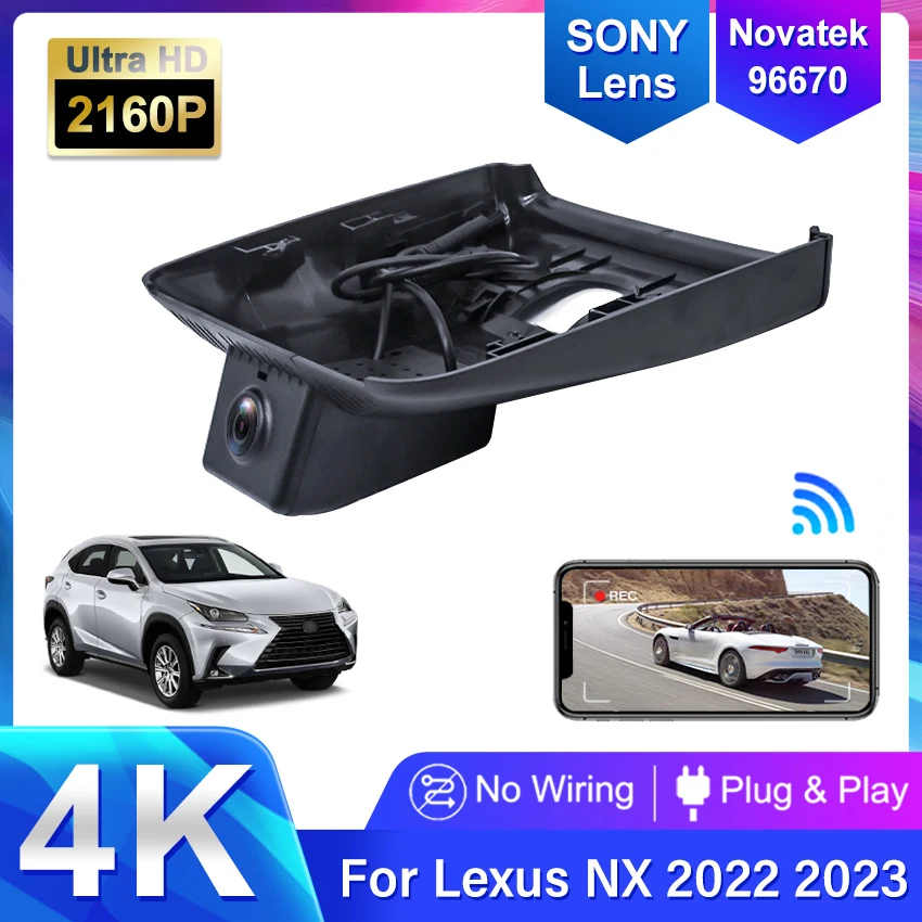 Plug and Play Car DVR for LEXUS NX 2021 2022 2023 NX260 NX350h NX400 4K Wifi Dash Cam Rear Camera 2160P Video Recorder