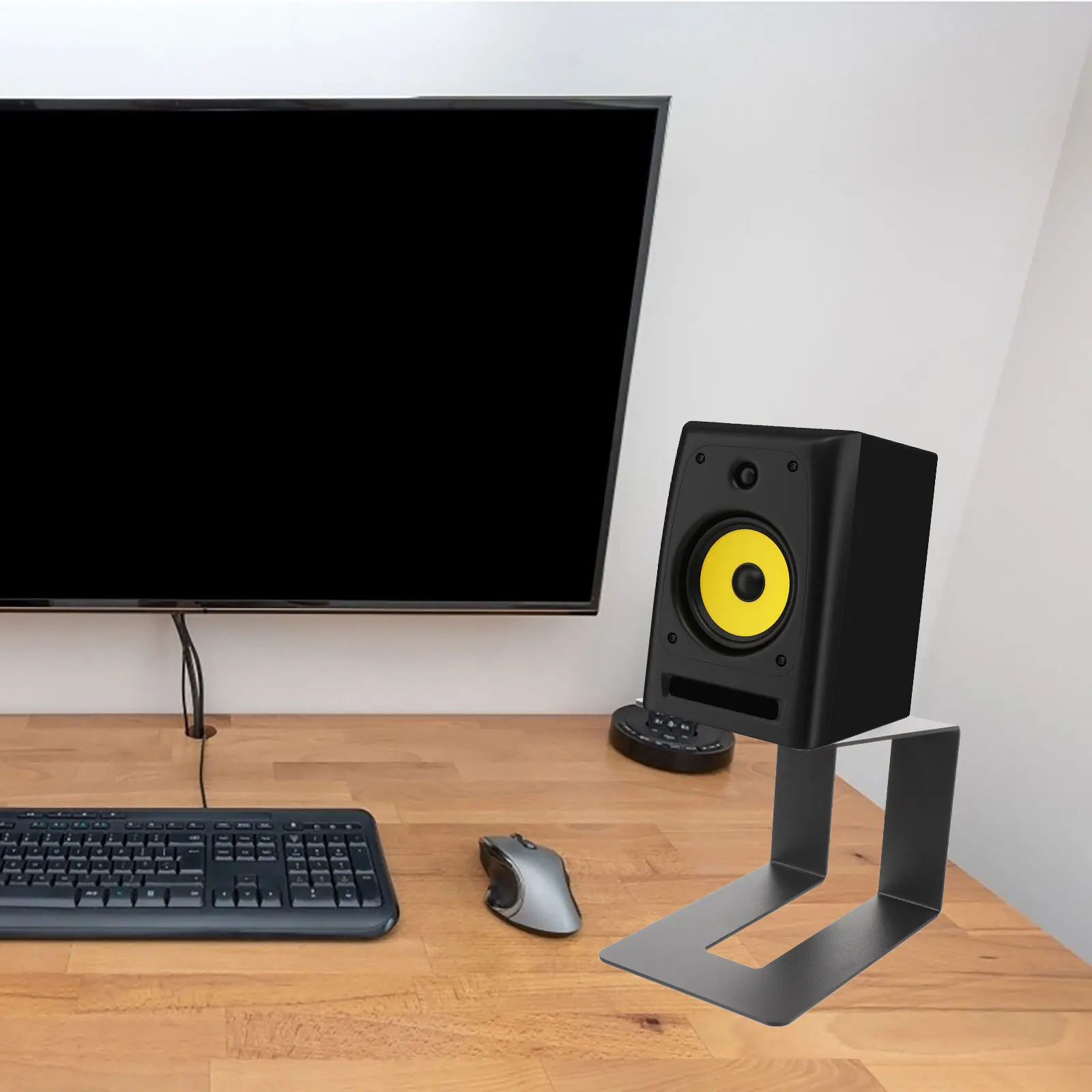 

Speaker Stand Monitor Stands Desktop Brackets Metal Computer Speakers Universal Size Tilt Angle Sound Quality Modern Black