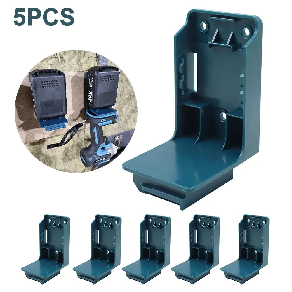 5pcs Power Tool Battery Mount Holder 2 IN 1 Tool Holder for Makita Battery Tool Storage Rack Bracket with Screws DIY