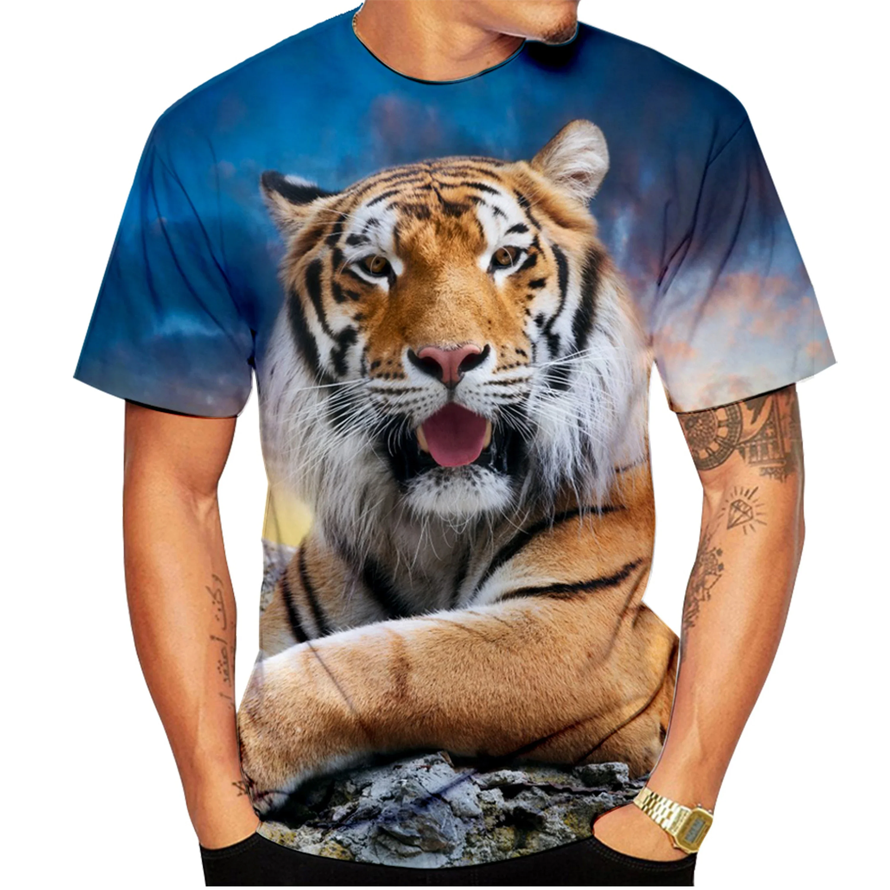 New Fashion Animal Tiger 3D Printing T-shirt Men's and Women's Summer Casual Short-sleeved Personality Street T-shirt