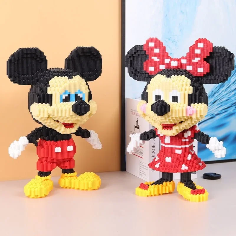 2024 New Disney 38cm Mickey Mouse Assembled Building Block Puzzle Toys DIY Cartoon 3D Model Children\'s Birthday Christmas Gifts