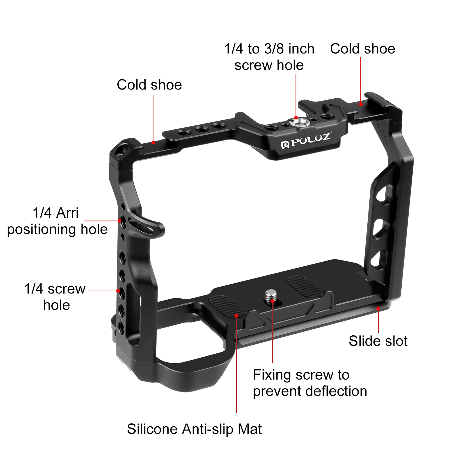 PULUZ Metal Camera Rabbit Cage for Sony A7 IV A7M4 A7M3 A7R3 A7R III Camera 1/4 3/8 inch Screw Hole Stabilized Protective Cage