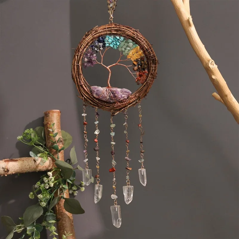 Tree of Life Wind Chimes Dream Catcher Handmade Aesthetic Bedroom Sun Catcher To Hang Nordic Interior Modern Room Decoration
