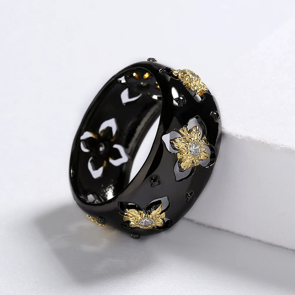 1Pcs Titanium Steel Classic Cross Zircon Shape Ring with Two Tone Fingers Elegant Party Jewelry Men Stainless Steel Jewelry