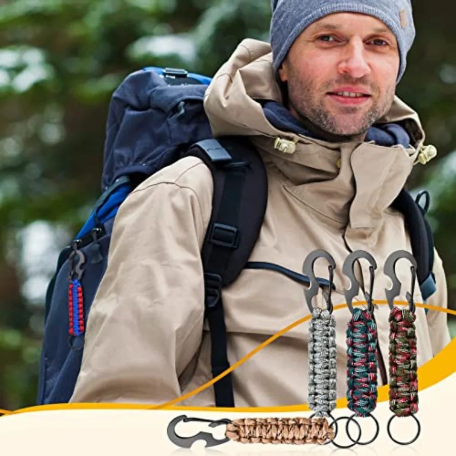 10 Buah Gantungan Kunci Paracord Survival Gantungan Kunci Tali Militer Pembuka Botol Tali Taktis 15 Cm 5.91ih