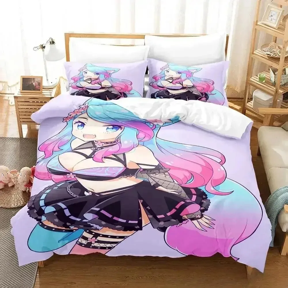 

Sexy Girls Silvervale Vtuber 3D NEW Duvet Cover Pillowcase Bedding Set Adult Boy Girl Bedroom Decoration Single Double Large