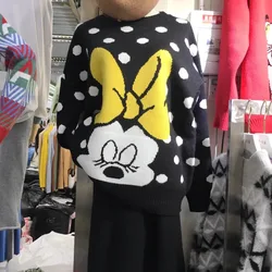 Disney Mickey Sweaters for Women Loose and Comfortable Cartoon Coat Female Autumn and Winter Loose Wild Cute Hoodies Kawaii Tops