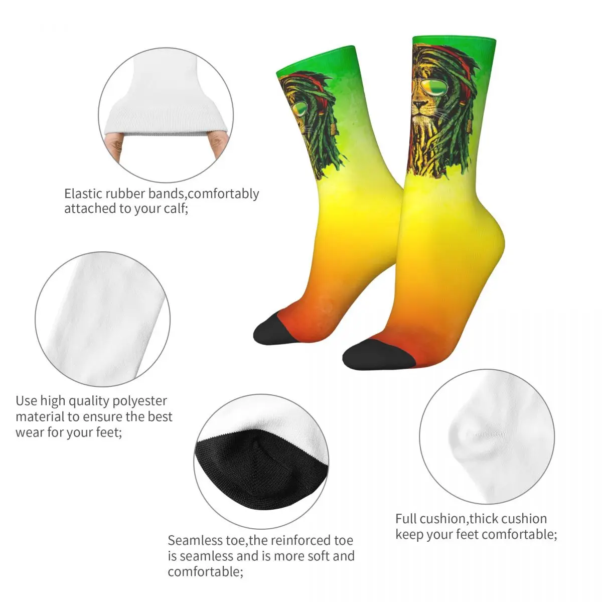 Rasta Dreadlock Lion Of Judah Socks Warm Funny Happy Jamaica Reggae Colors Rastafari Socks Accessories Stockings Small Gifts