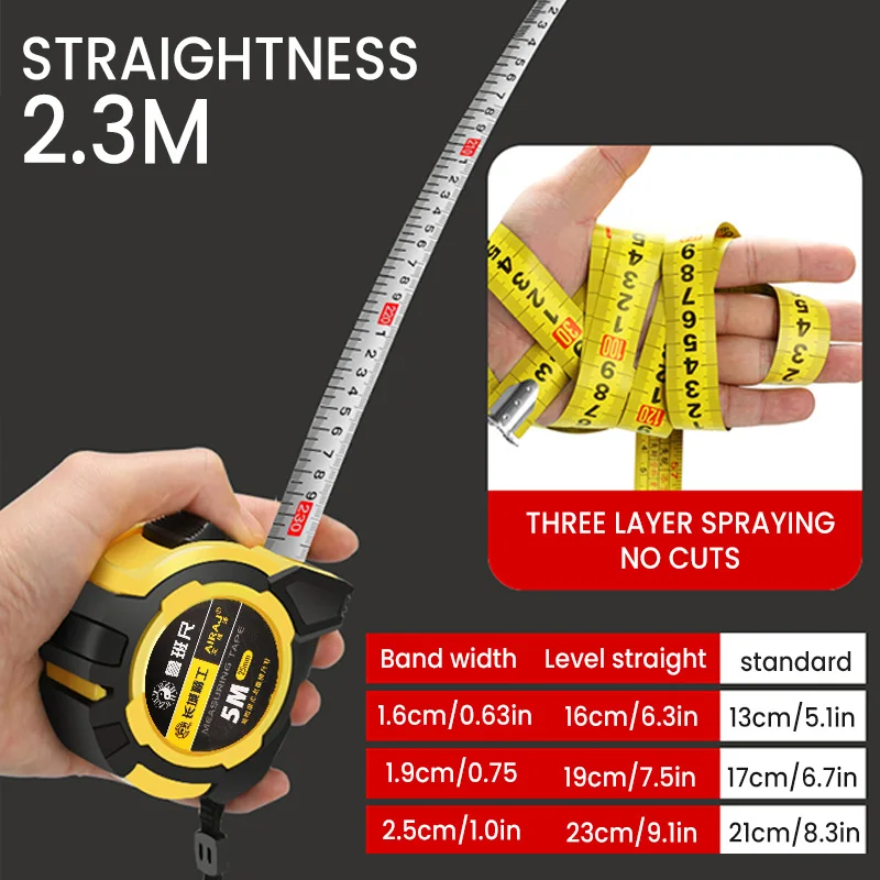 AIRAJ 5/7.5m High-precision Thickened Wear-resistant And Anti Drop Portable Multi-purpose Manual Measuring Tool Tape Measure